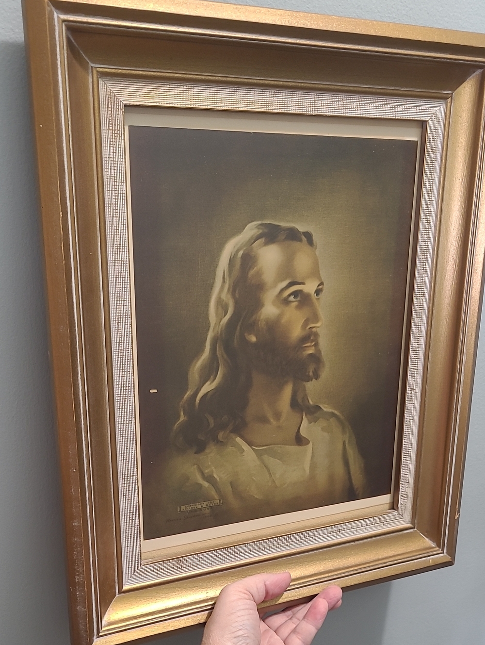 Head Of Christ Framed Litho In U.S.A. Copyright 1941 Warner Sallman Artist 1940